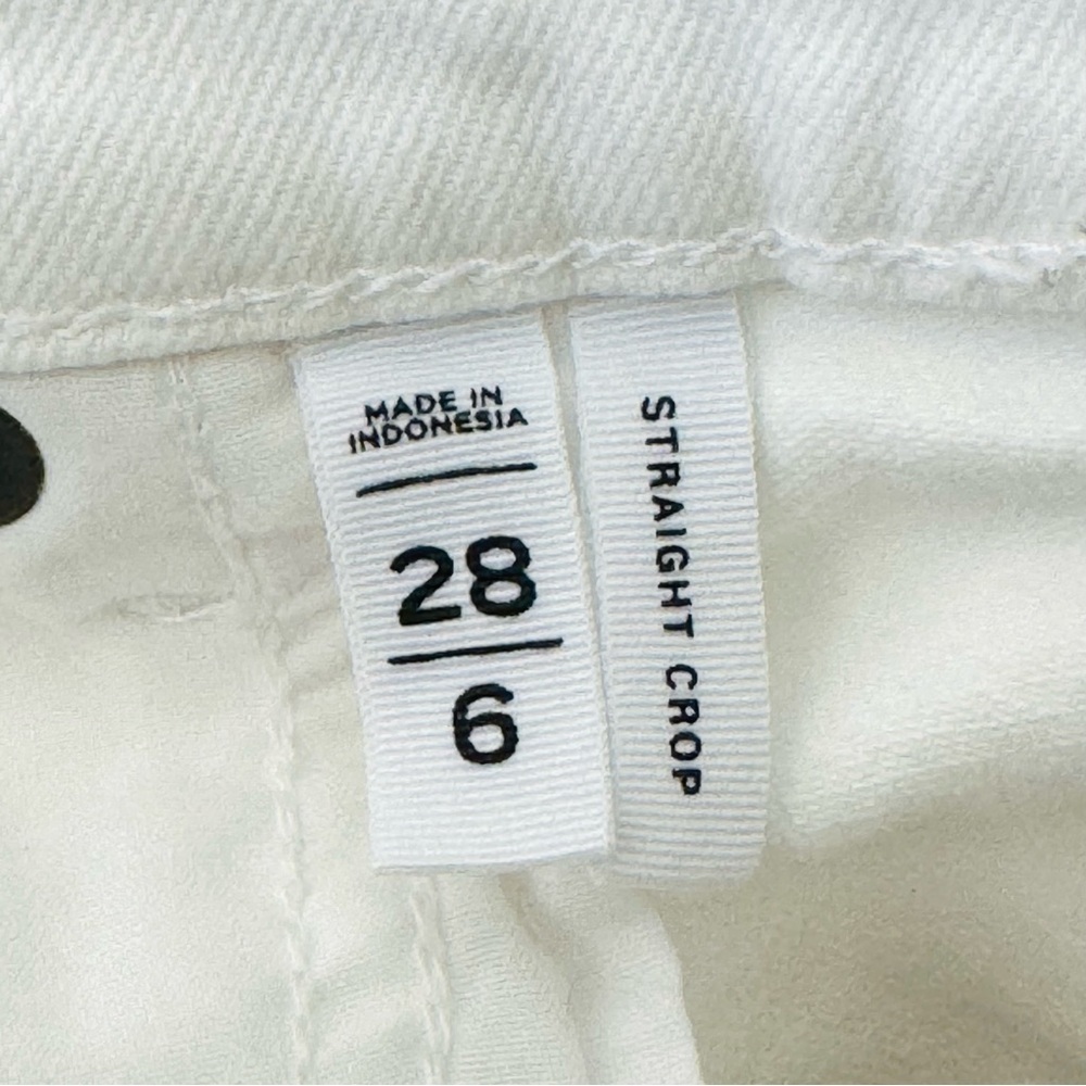 LOFT Size 28/6 Alabaster (White) Straight Cropped 5 Pocket Frayed Hem Jeans - Picture 7 of 9